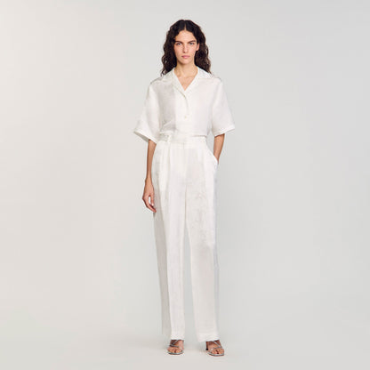 Sandro Jacquard flowers trousers