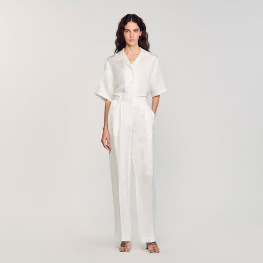 Sandro Jacquard flowers trousers