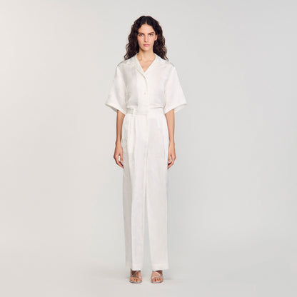 Sandro Jacquard flowers trousers