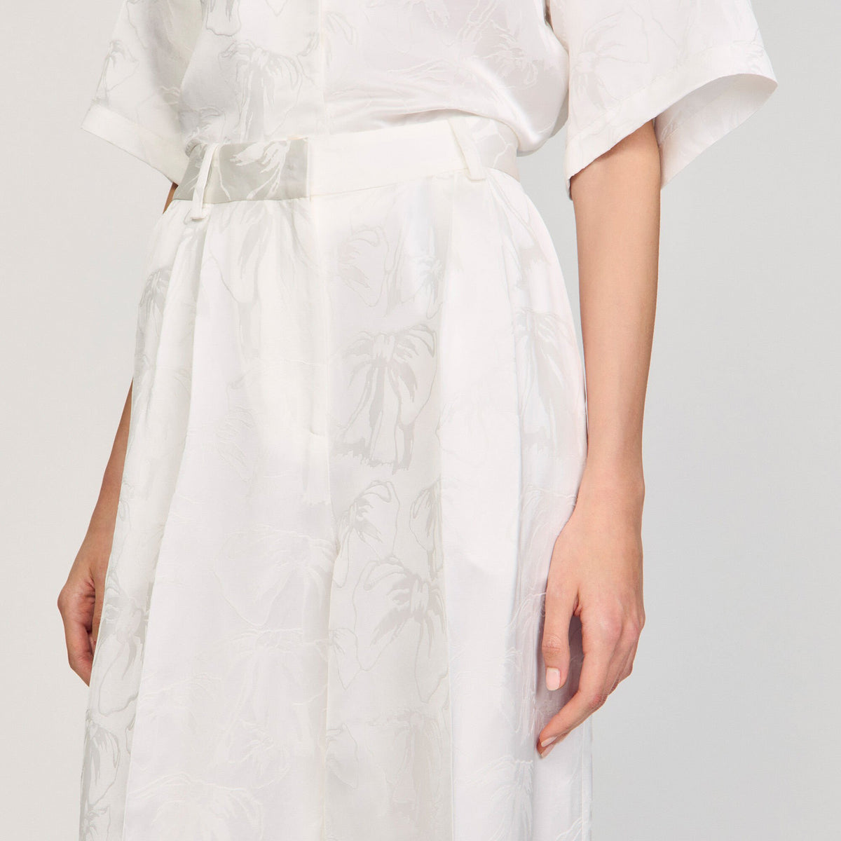 Sandro Jacquard flowers trousers