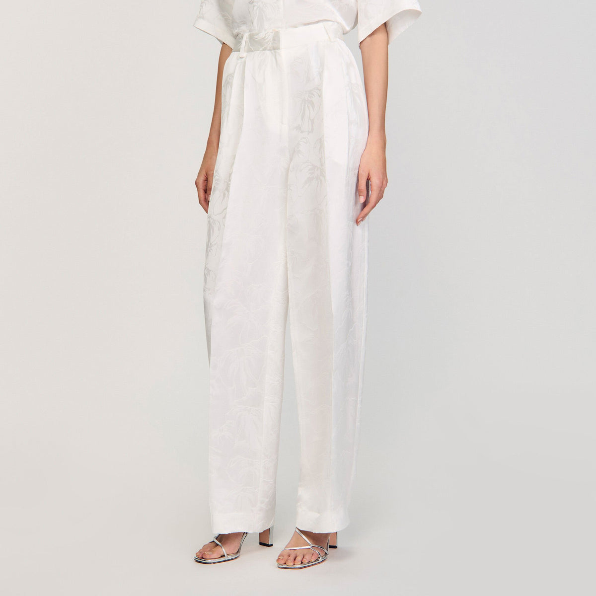 Sandro Jacquard flowers trousers