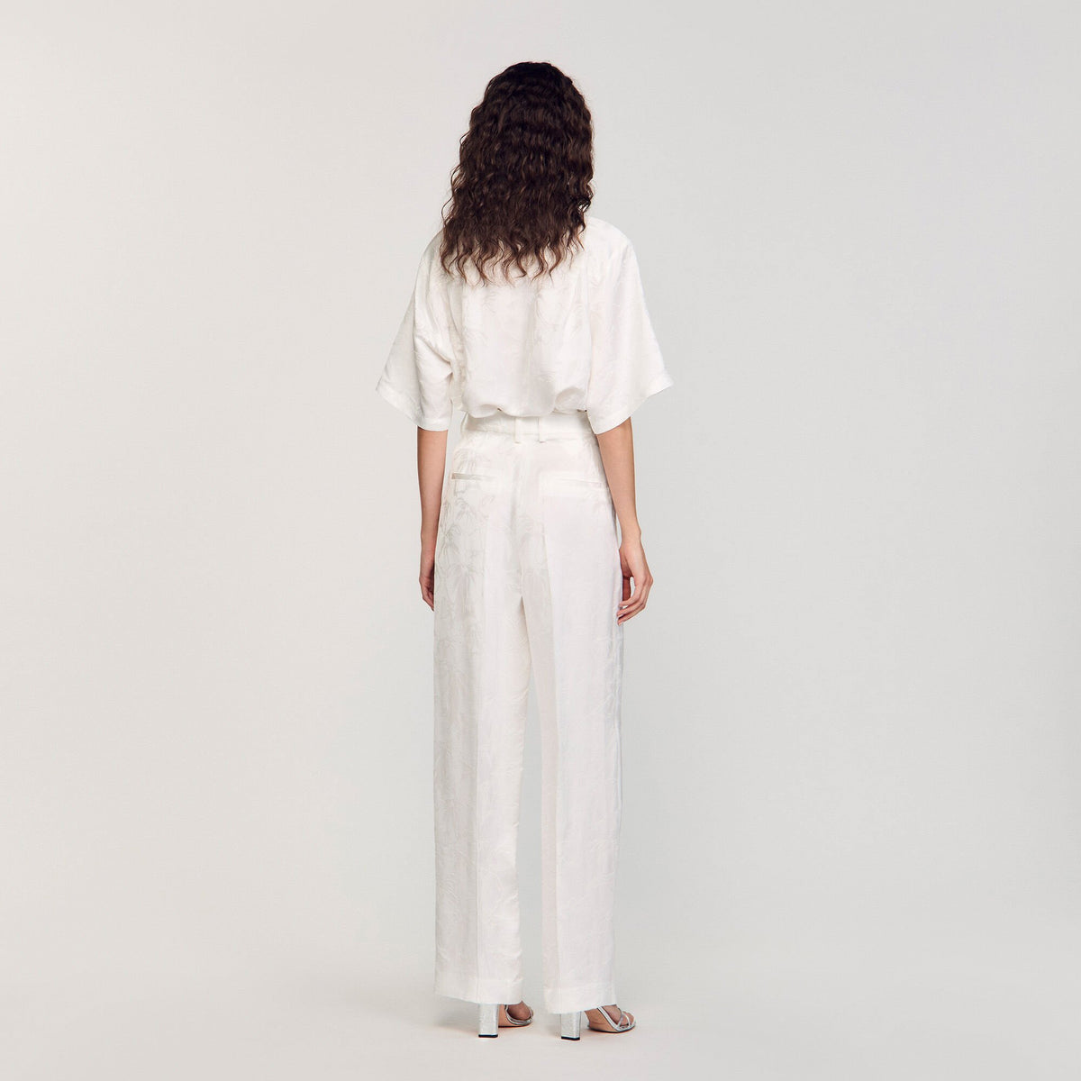 Sandro Jacquard flowers trousers