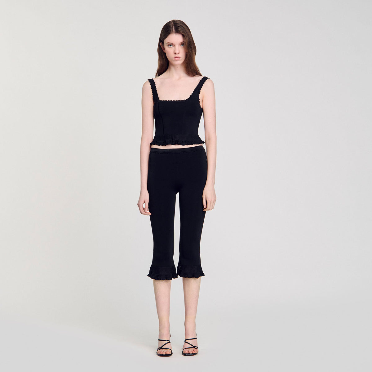 Sandro Ruffled capri pants