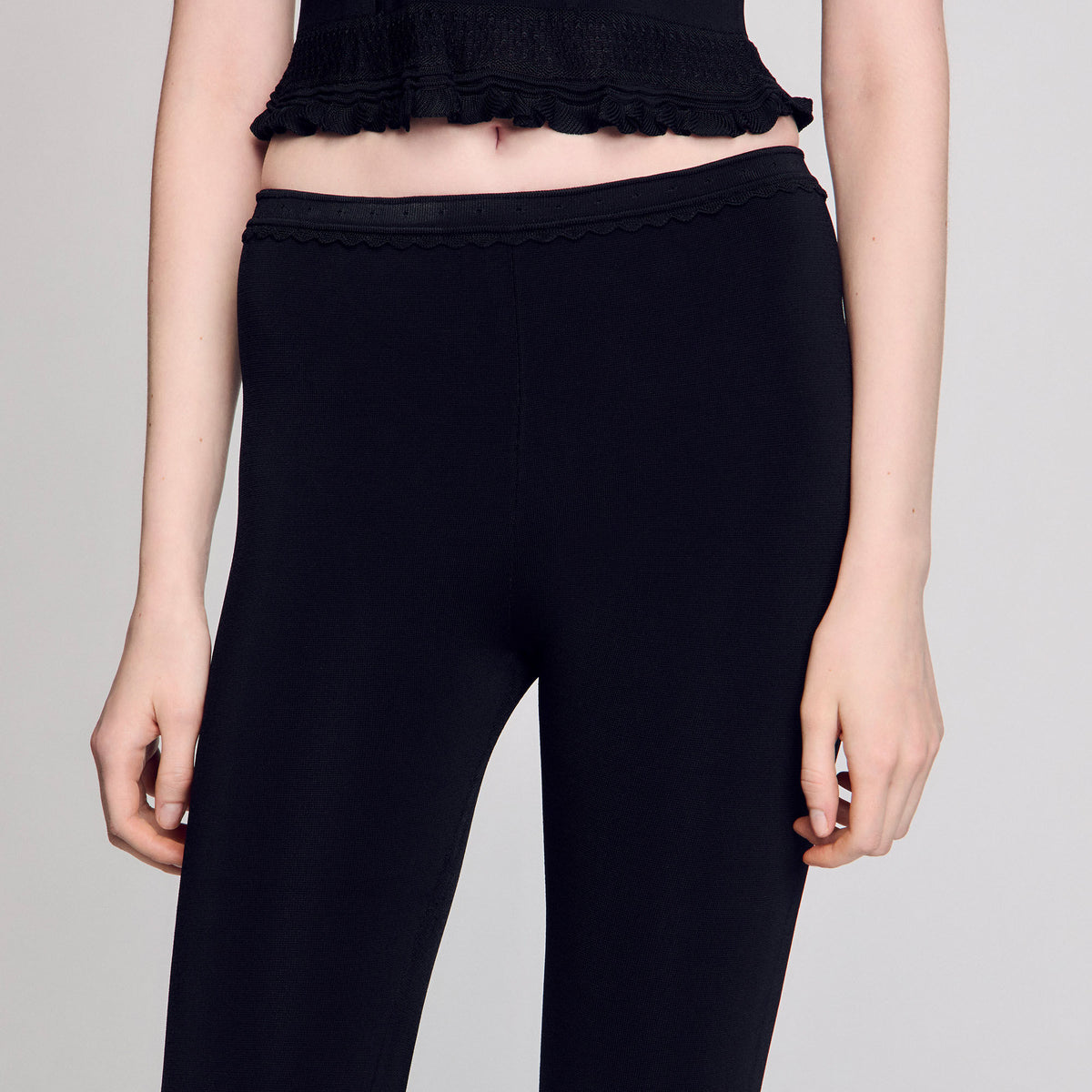 Sandro Ruffled capri pants