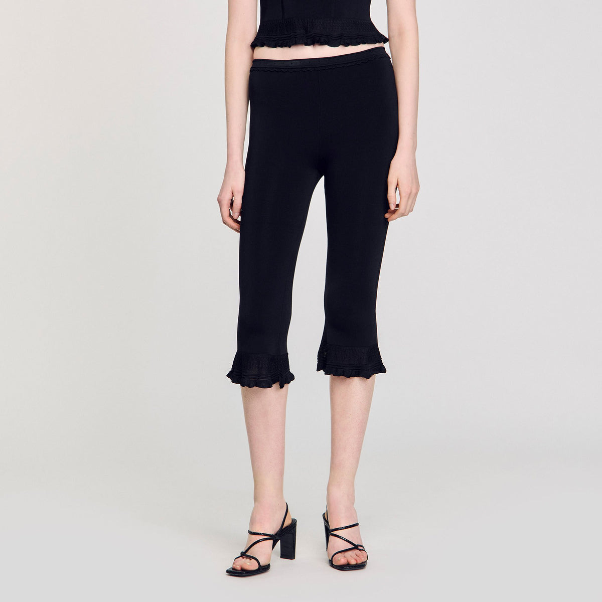 Sandro Ruffled capri pants