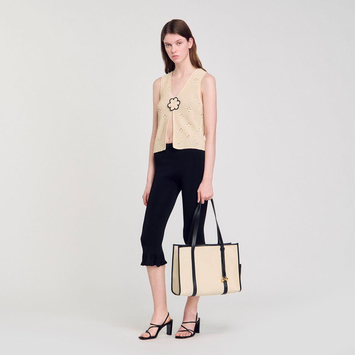 Sandro Ruffled capri pants