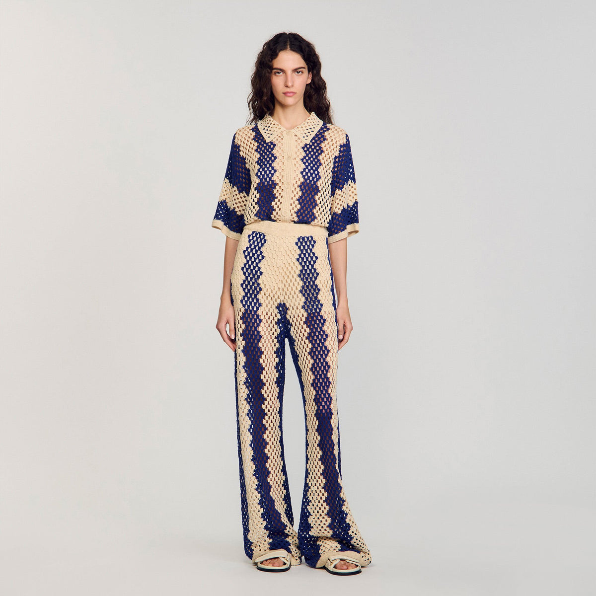 Sandro Two-tone open weave pants