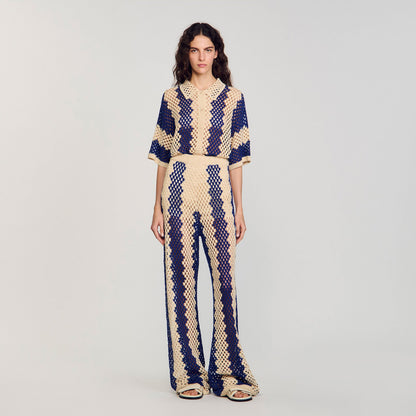 Sandro Two-tone open weave pants