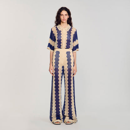 Sandro Two-tone open weave pants