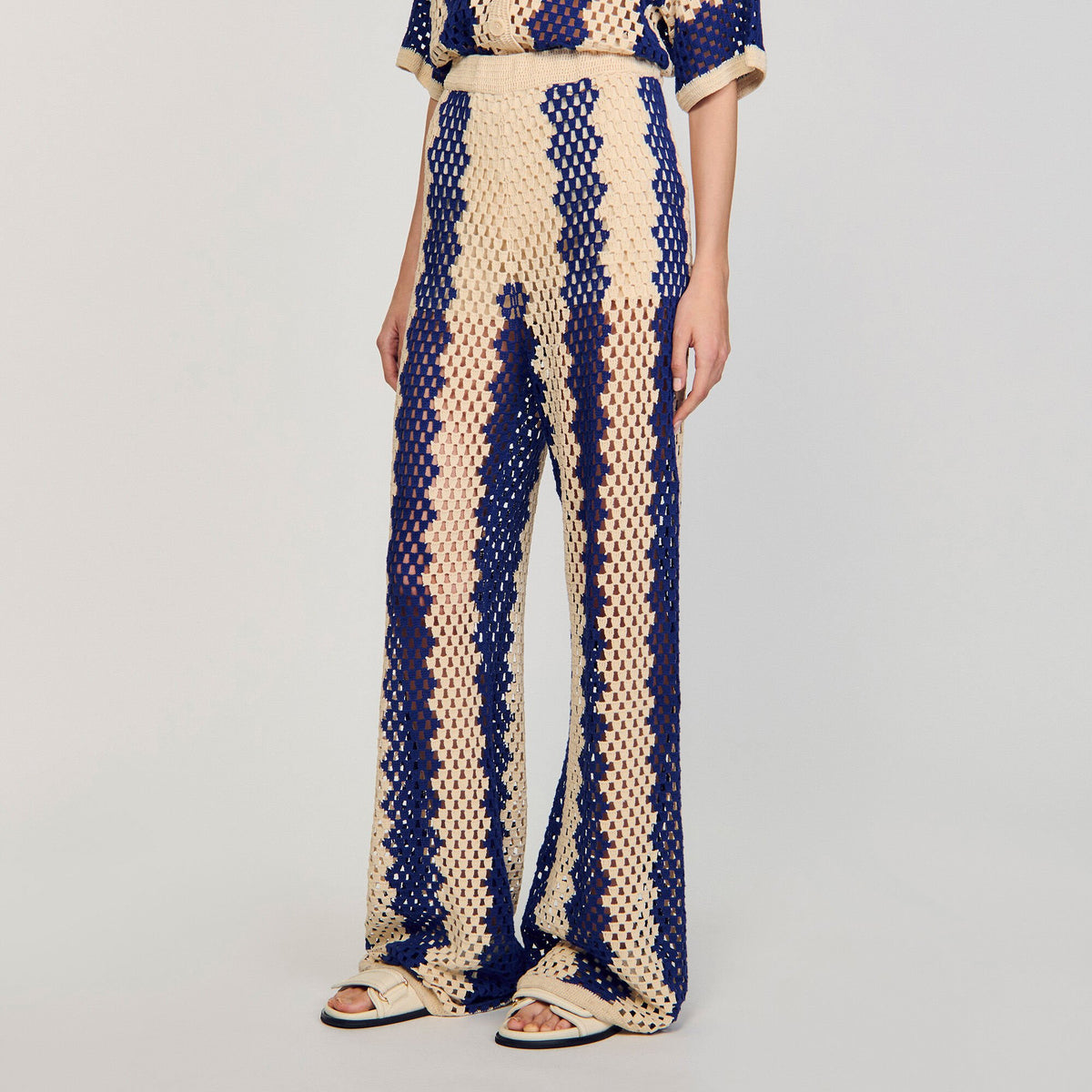 Sandro Two-tone open weave pants