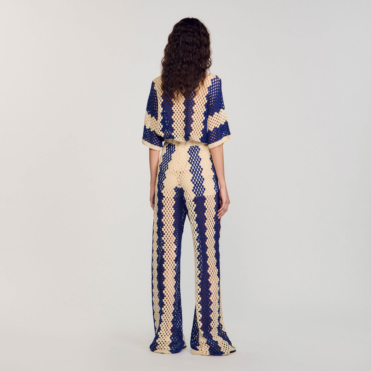 Sandro Two-tone open weave pants