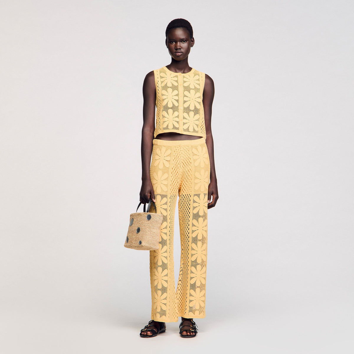 Sandro Crochet straight-leg trousers