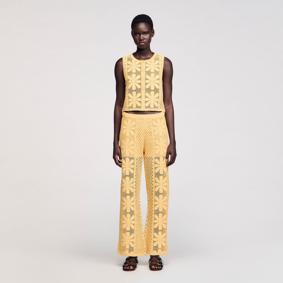 Sandro Crochet straight-leg trousers