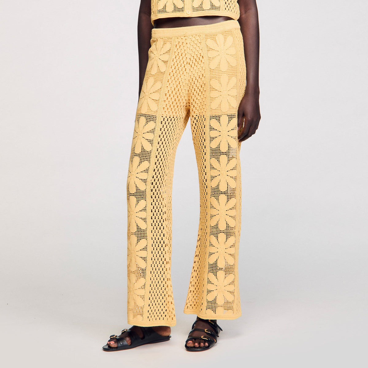Sandro Crochet straight-leg trousers