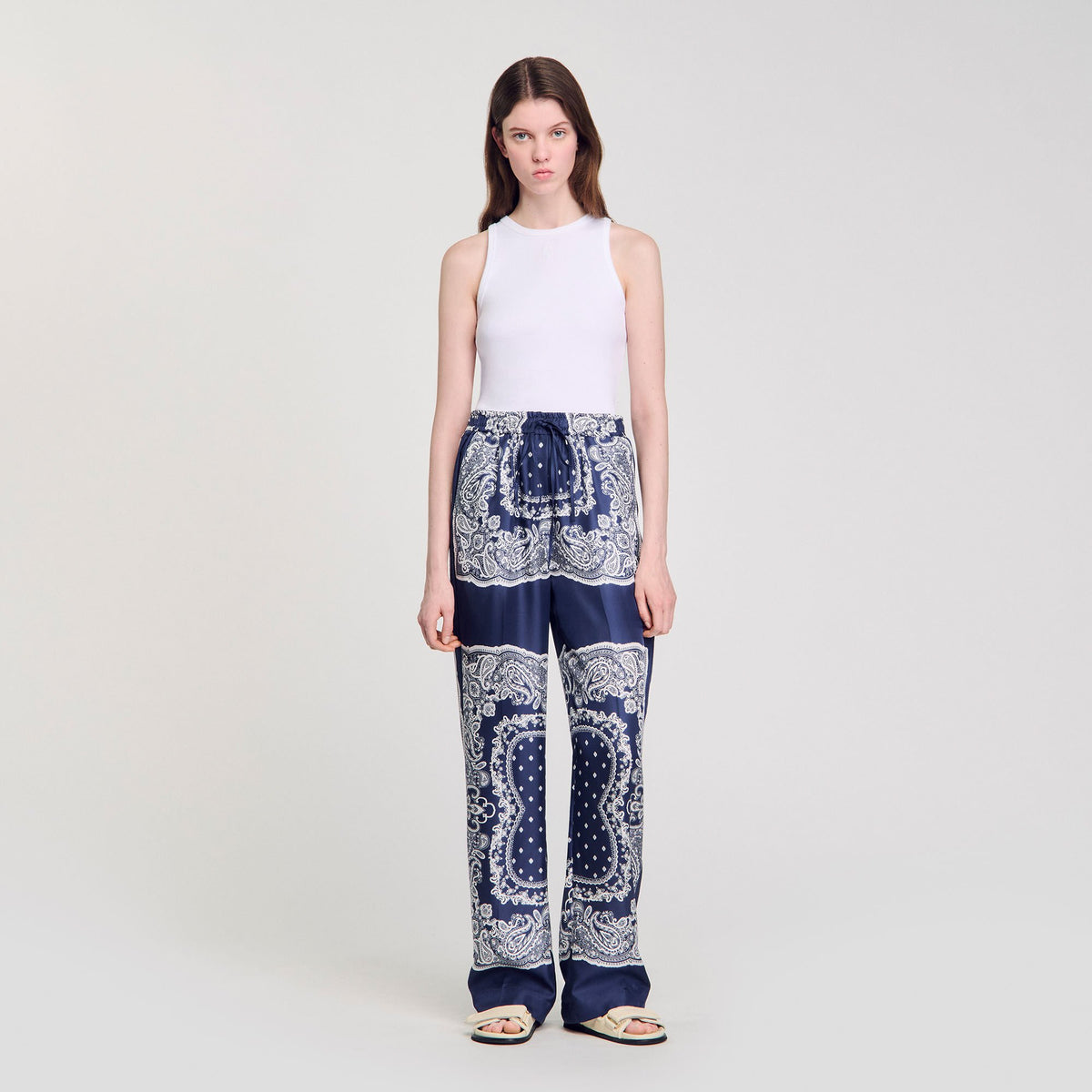 Sandro Bandana-print flowy trousers