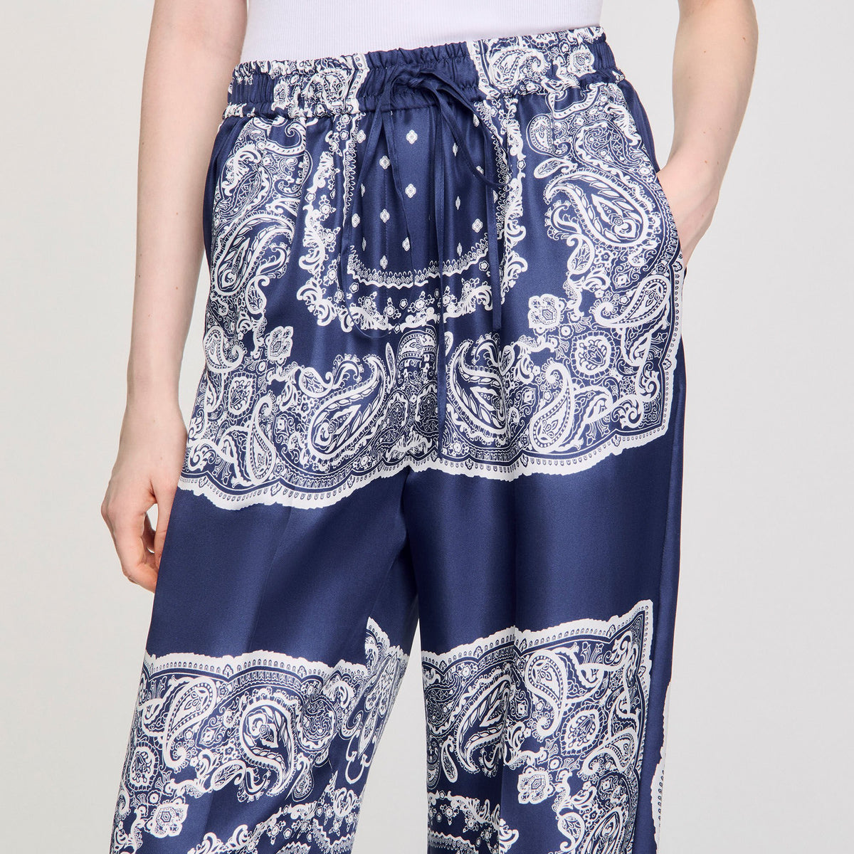 Sandro Bandana-print flowy trousers