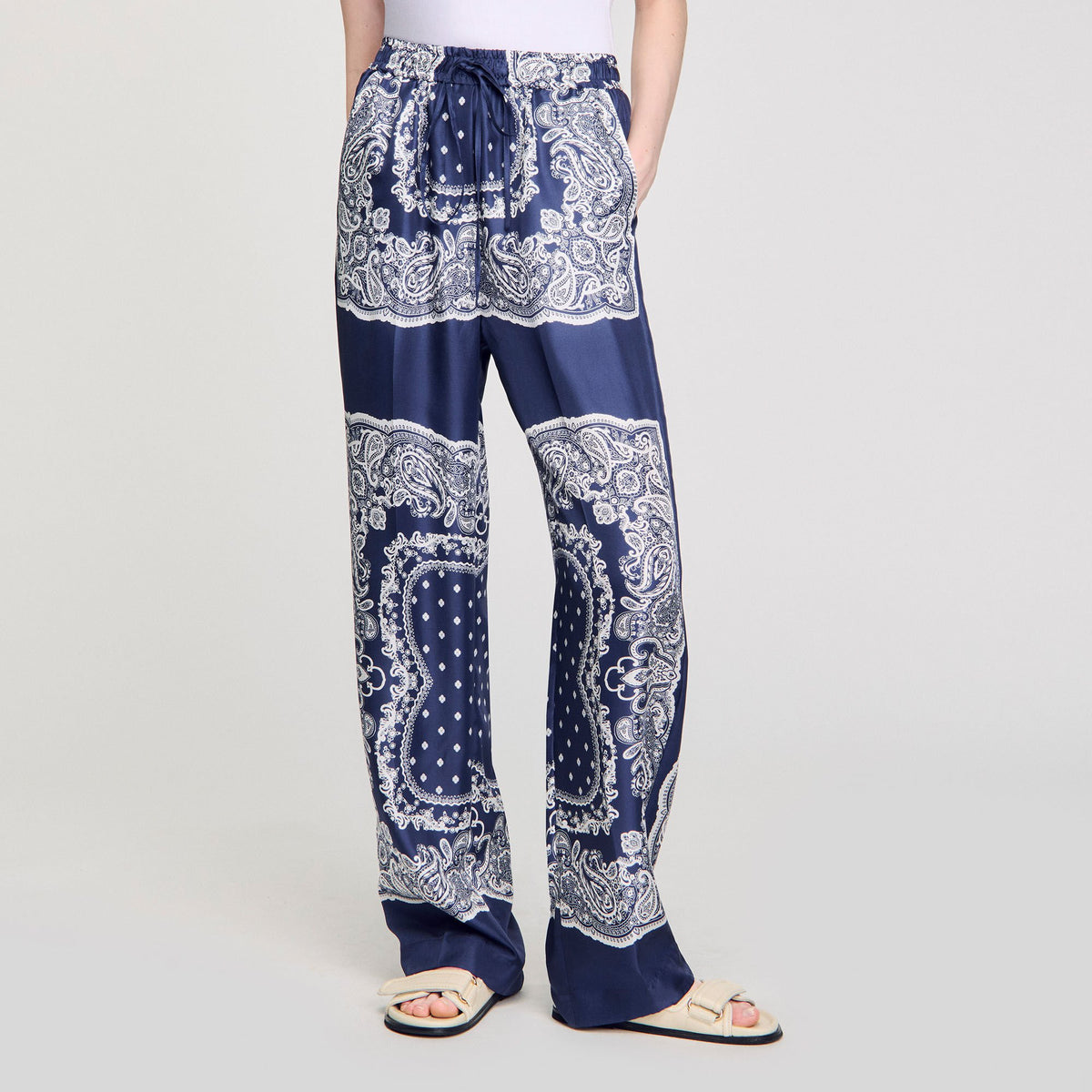 Sandro Bandana-print flowy trousers