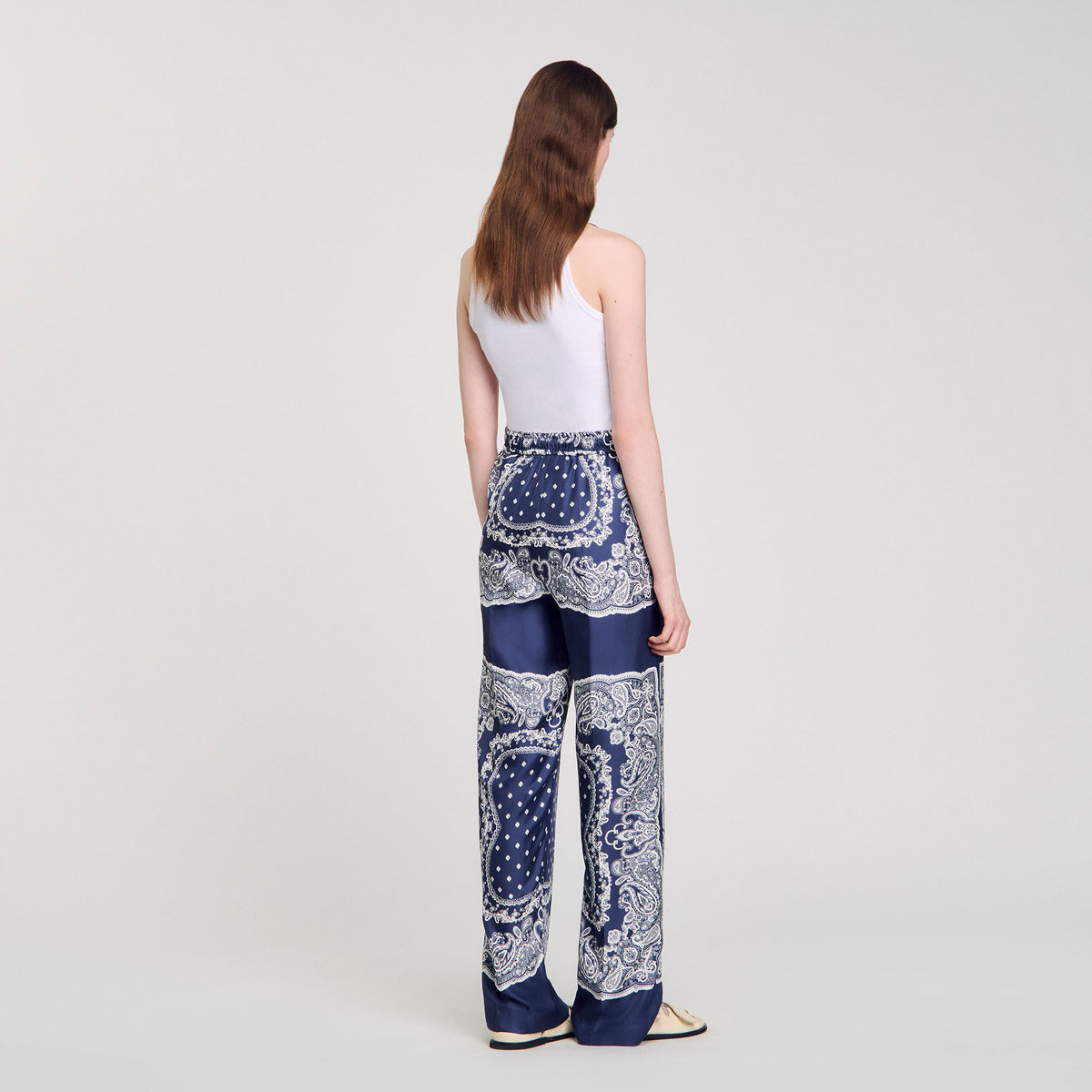 Sandro Bandana-print flowy trousers