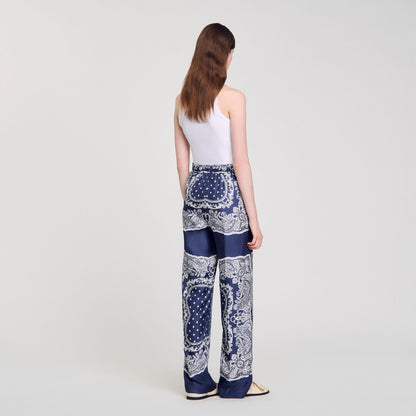 Sandro Bandana-print flowy trousers