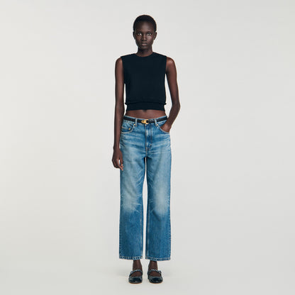 Sandro Ruffled cropped sweater