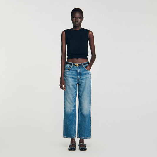 Sandro Ruffled cropped sweater