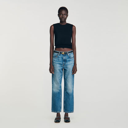 Sandro Ruffled cropped sweater