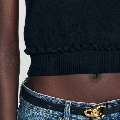 Sandro Ruffled cropped sweater