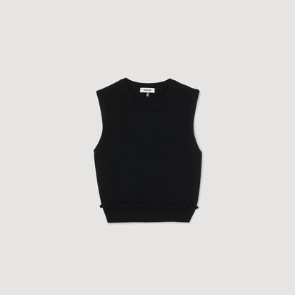 Sandro Ruffled cropped sweater