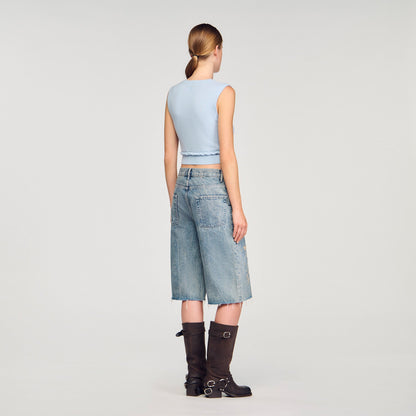 Sandro Ruffled cropped sweater