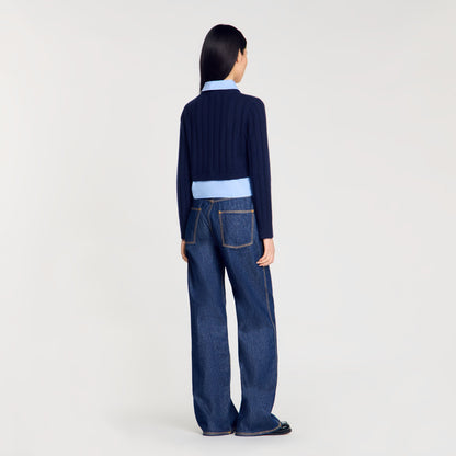 Sandro Cropped wool and cashmere sweater