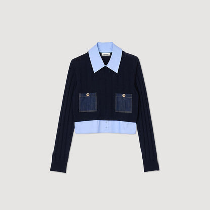 Sandro Cropped wool and cashmere sweater