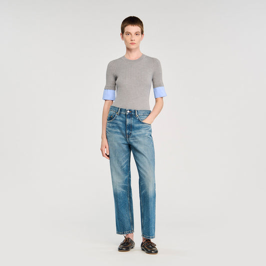 Sandro Sweater with contrast short sleeves