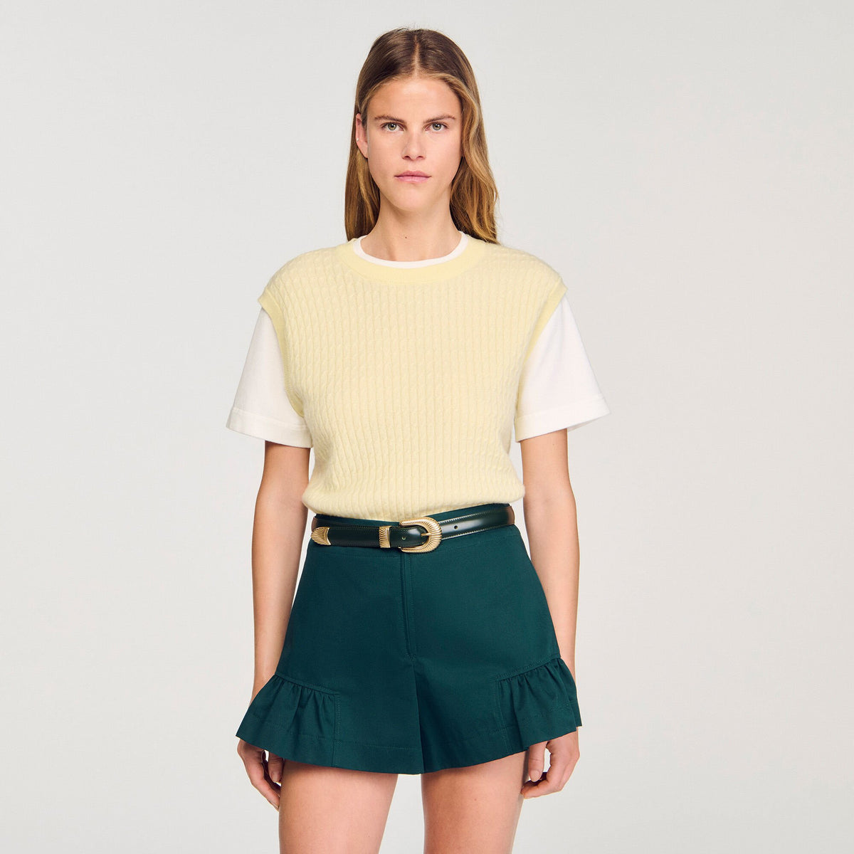 Sandro Dual-material knit sweater
