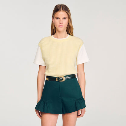 Sandro Dual-material knit sweater