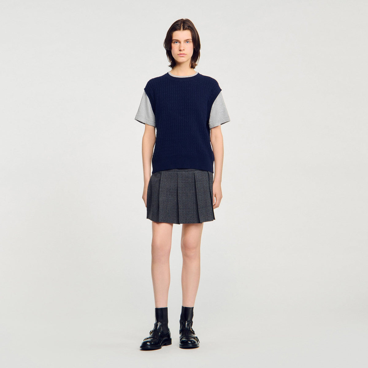 Sandro Dual-material knit sweater