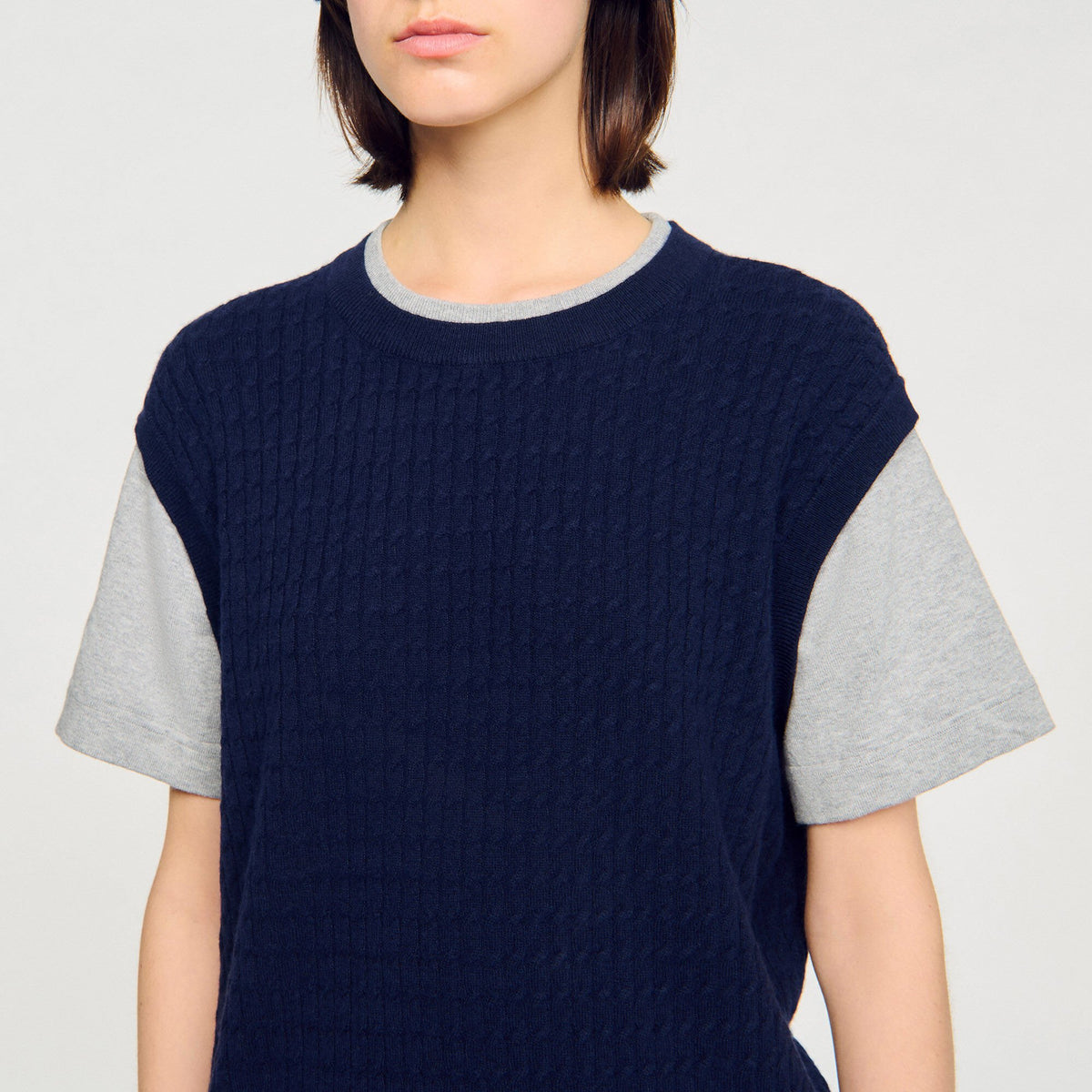 Sandro Dual-material knit sweater
