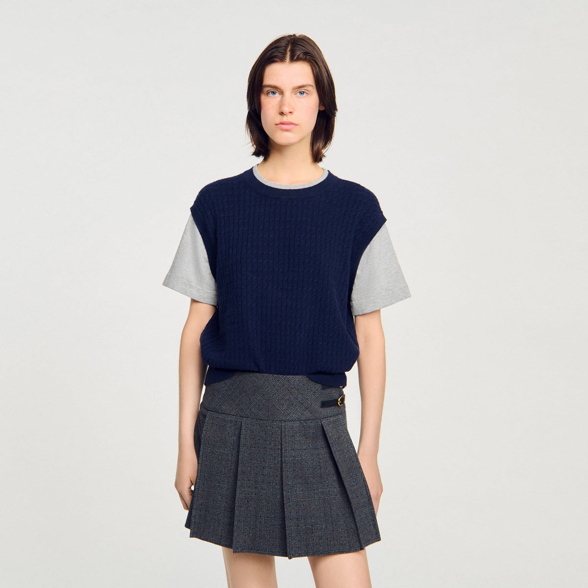 Sandro Dual-material knit sweater