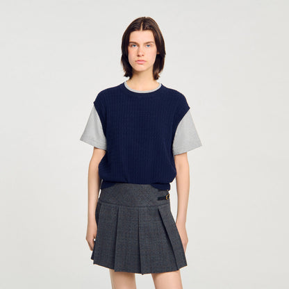 Sandro Dual-material knit sweater
