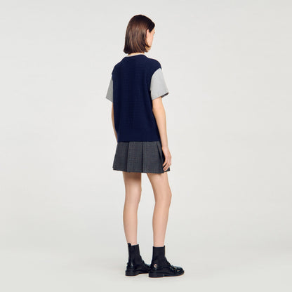 Sandro Dual-material knit sweater