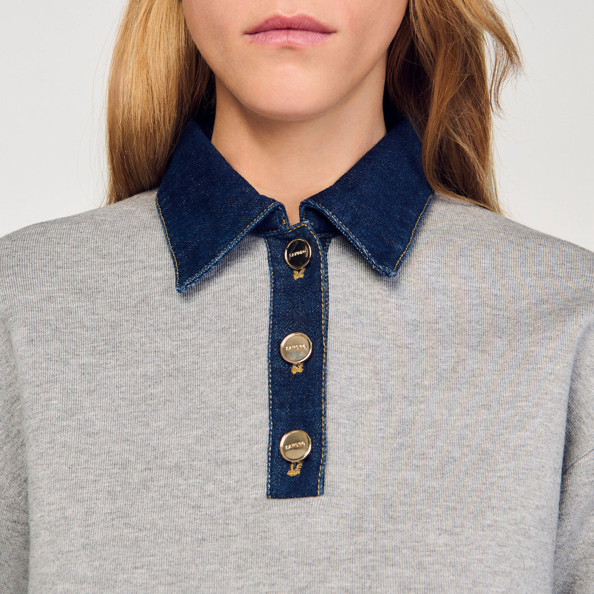 Sandro Sweater with denim collar