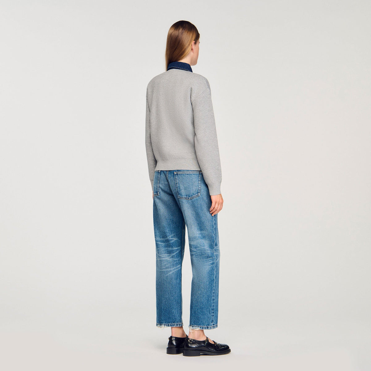 Sandro Sweater with denim collar