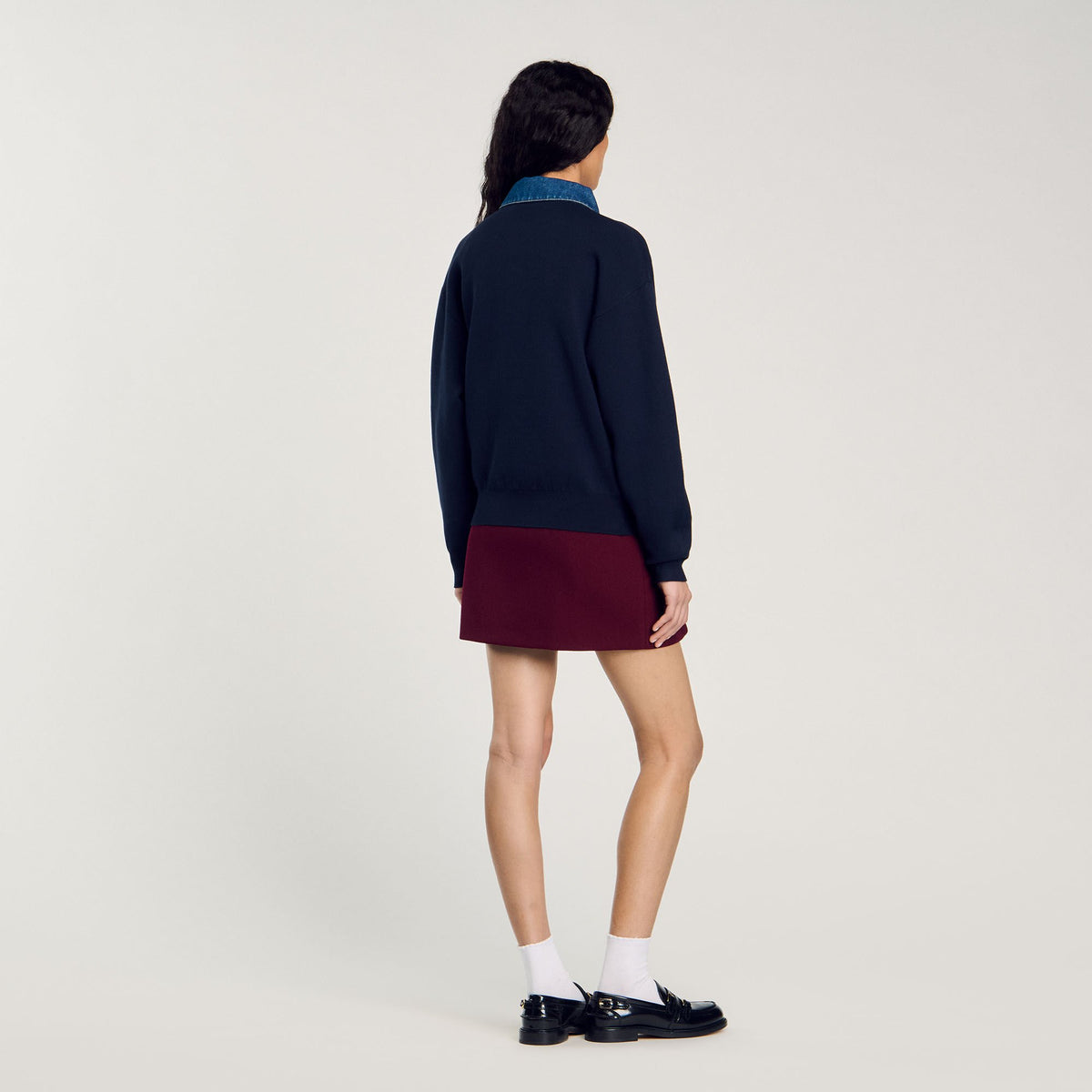 Sandro sweater with denim collar