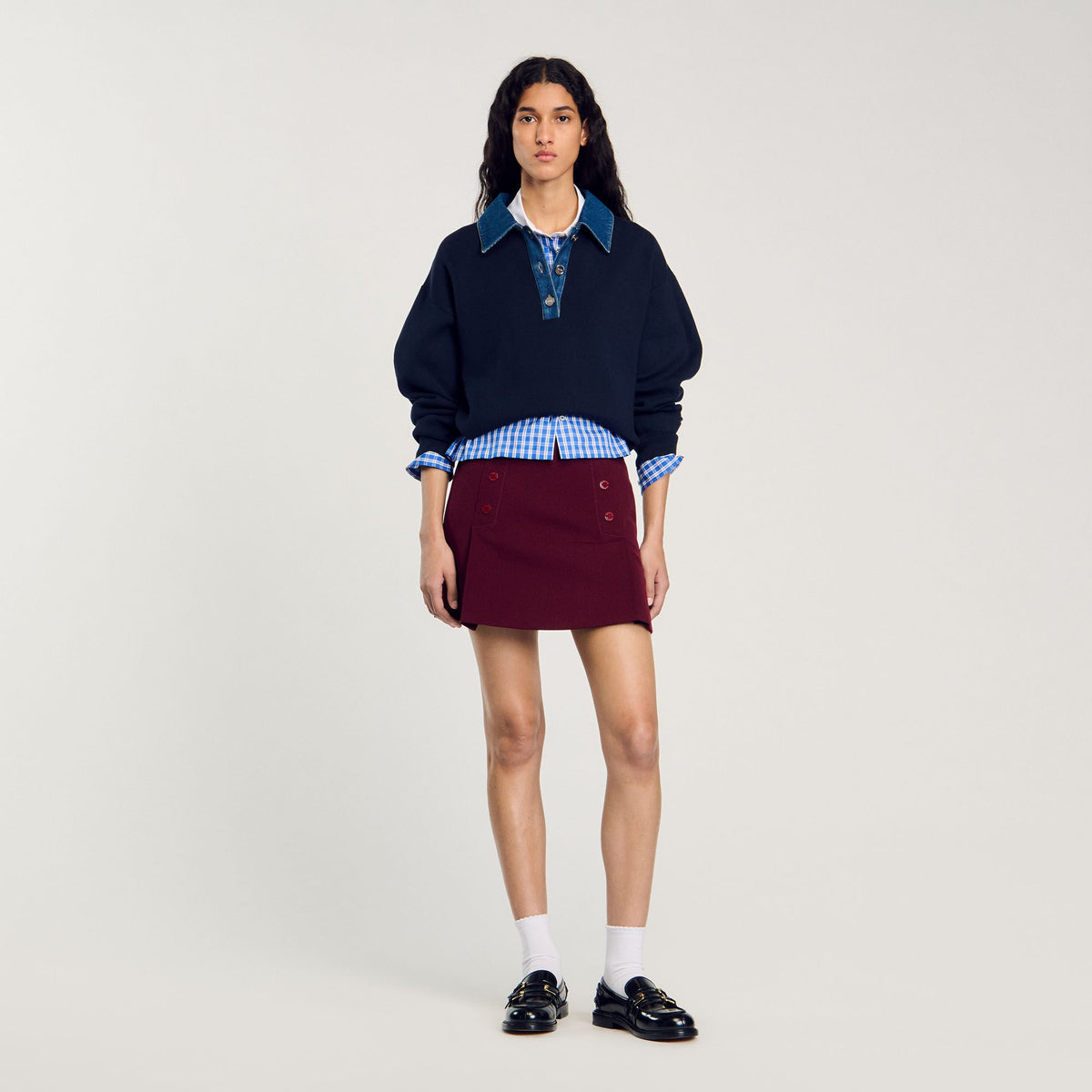 Sandro sweater with denim collar