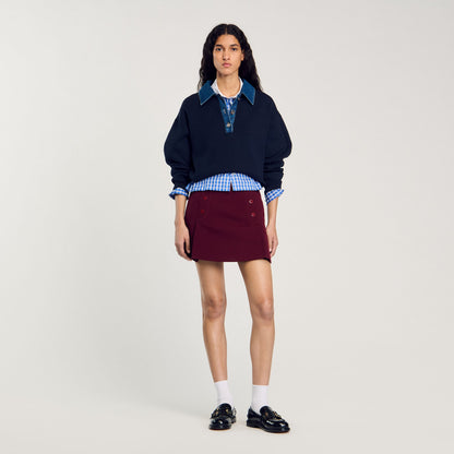 Sandro sweater with denim collar