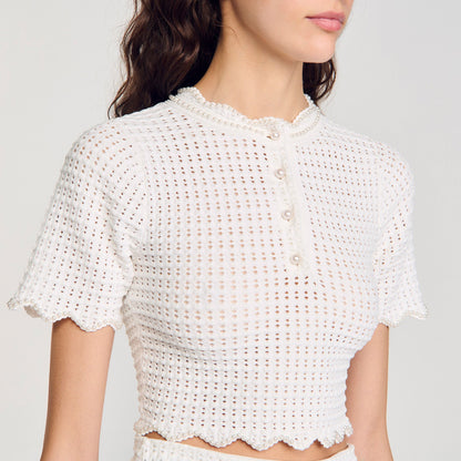 Sandro Pearl beaded knit sweater