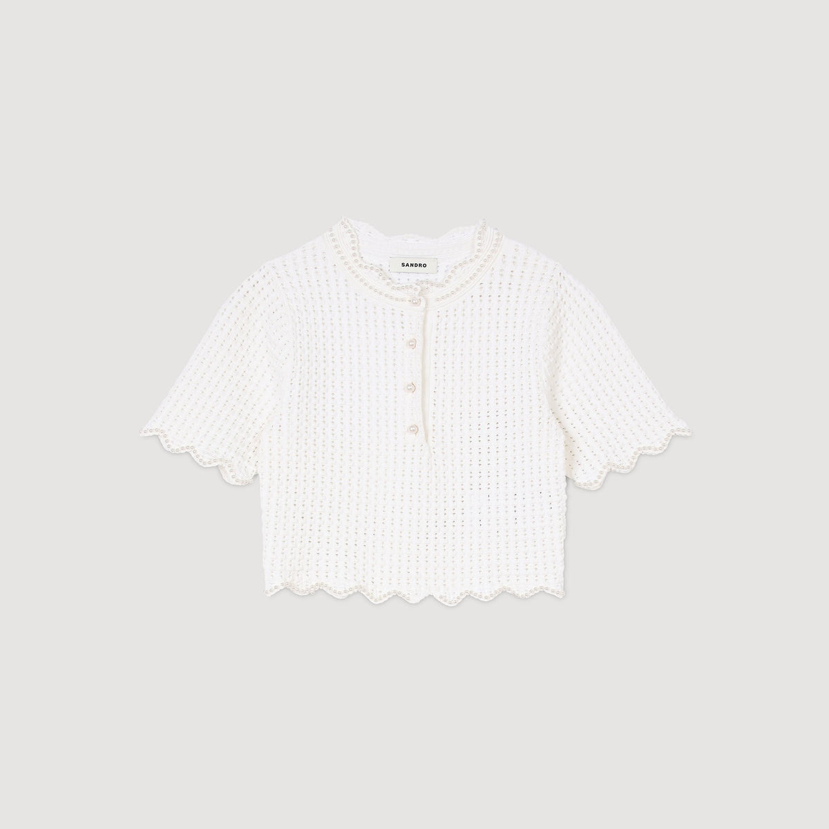 Sandro Pearl beaded knit sweater