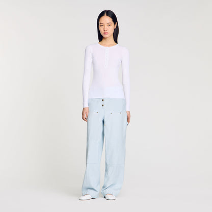 Sandro Ribbed sweater with Tunisian collar