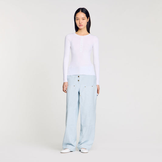 Sandro Ribbed sweater with Tunisian collar