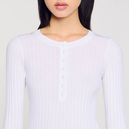 Sandro Ribbed sweater with Tunisian collar