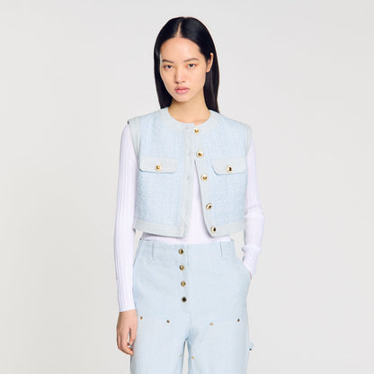 Sandro Ribbed sweater with Tunisian collar